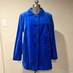 Women's Boden Royal Blue Velvet  Peacoat Jacket